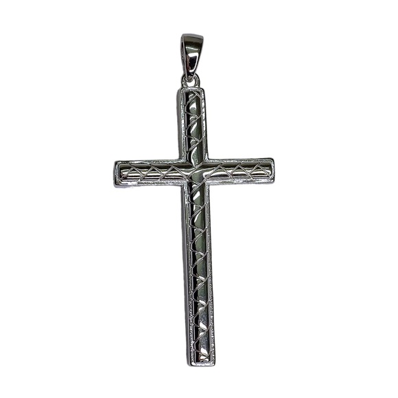 Handmade Luxury White Gold Sterling Silver Cross Pendant - Latest Fashion, - Picture 3 of 10